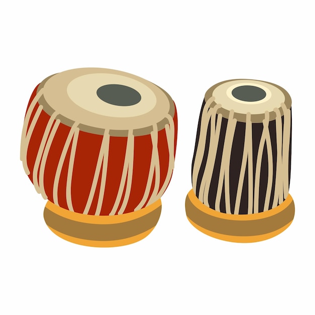 Табла Индия Пакистан Индустанский восточный музыкальный инструмент Икона Векторная иллюстрация.