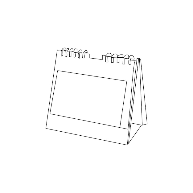 Vector table calendar continuous one line drawing outline vector illustration