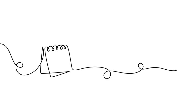 Vector table calendar wavy frame continuous one line drawing single line art isolated white background