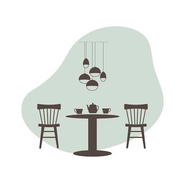 Table and chairs in a cafe Vector icon in flat style