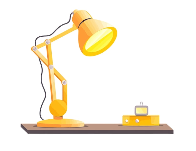 Table desk lamp office desktop light design Isolated on white background Vector cartoon illustration