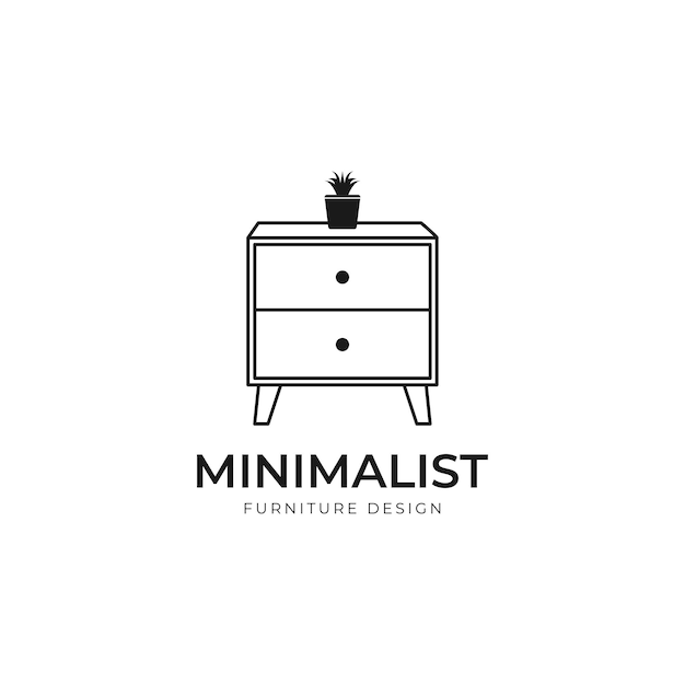 Table and drawers lines logo vector symbol icon design illustration