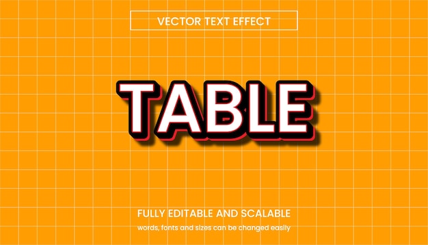 테이블 편집 가능한 텍스트 효과 현대