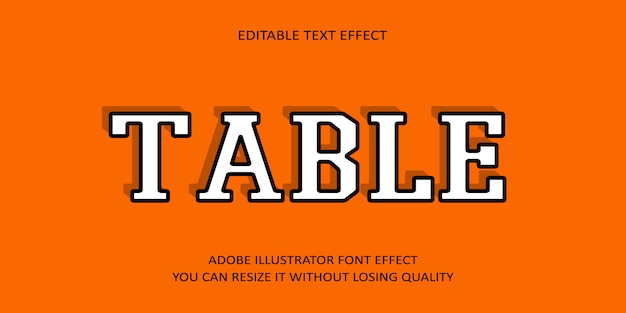 Table Editable text Effect