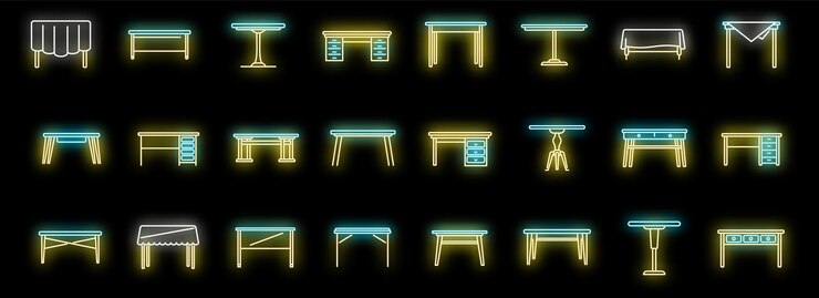 Vector table icon outline vector wooden desk