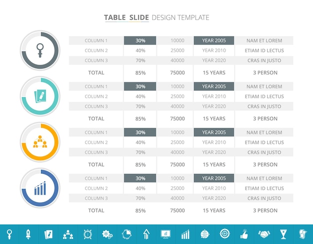 Vettore modello di infografica tabella