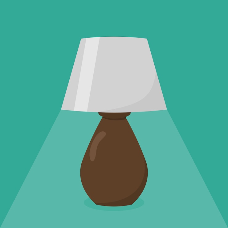 Vector table lamp icon. desk lamp icon. vector illustration. bedside lamp with a beam of light.