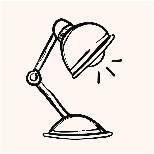 table lamp illustration with hand drawn doodle style