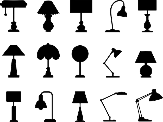 Vector table lamp silhouette graphic vector pack