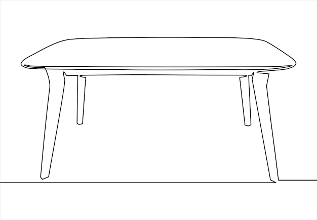 Vettore tavolo sulla linea di disegno su sfondo bianco isolato. linea continua.