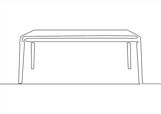 白い孤立した背景に線画のテーブル。連続線。