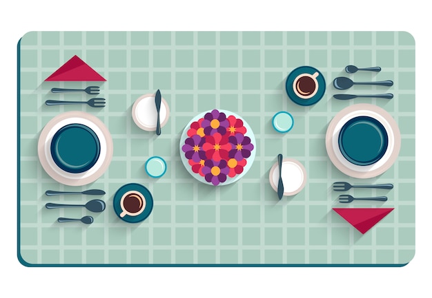 Vector table setting for breakfast.