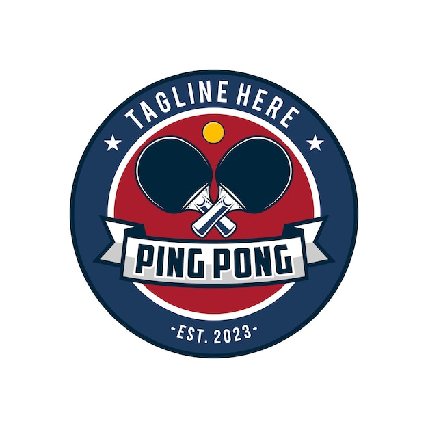 table tennis badge emblem logo sports label vector illustration for a ping pong club