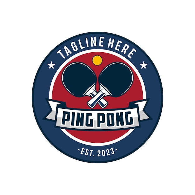 Table tennis badge emblem logo Sports label vector illustration for a ping pong club