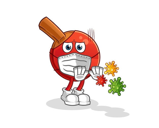 Table tennis bat refuse viruses cartoon. cartoon mascot