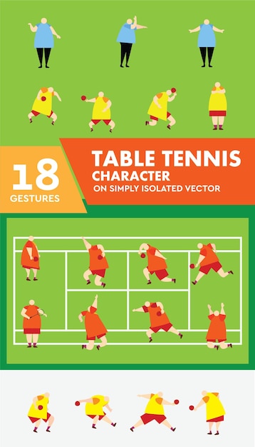 Illustrazione vettoriale semplice del giocatore di tennis da tavolo buono per l'infografica sportiva