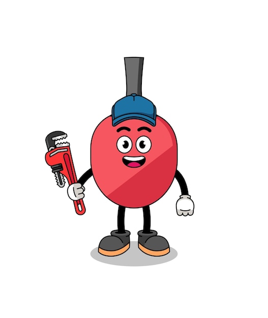 Table tennis racket illustration cartoon as a plumber