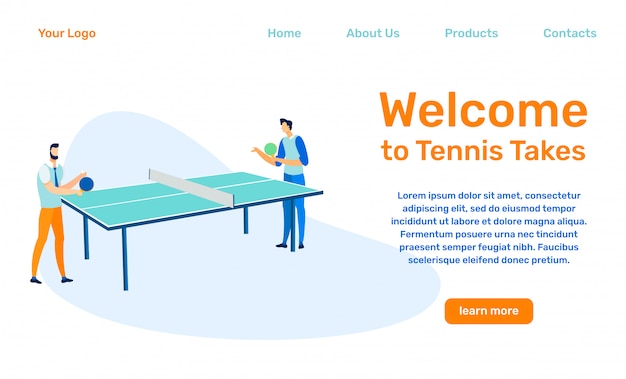Table tennis takes landing page  template