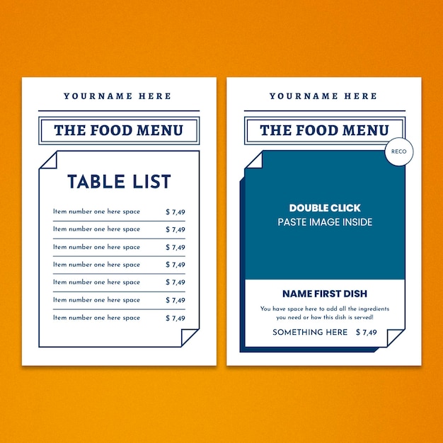 Table Tent Boxes Food Menu Template
