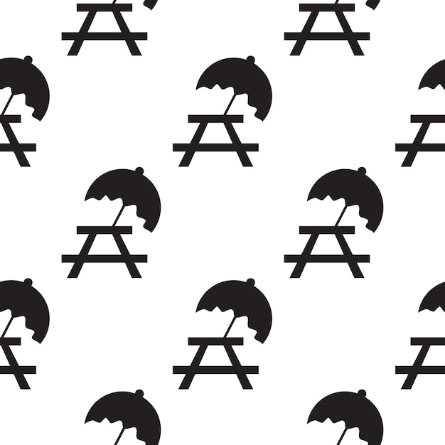 Table and umbrella icon illustration