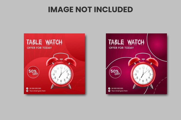 Vector table watch sale social media post template table watch media feed sale template design