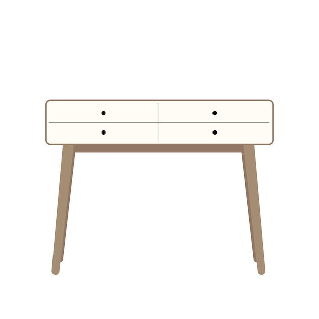 Table with drawers for cosy home interior design.Scandinavian wood furniture for living room.