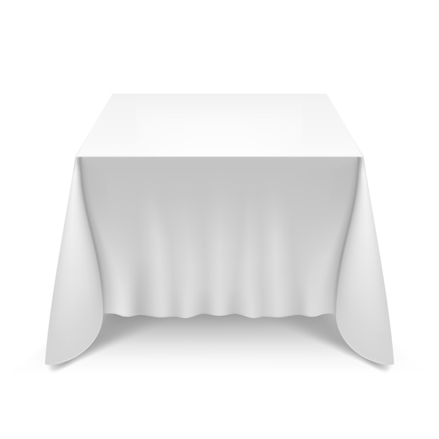 Vettore tavolo con panno bianco