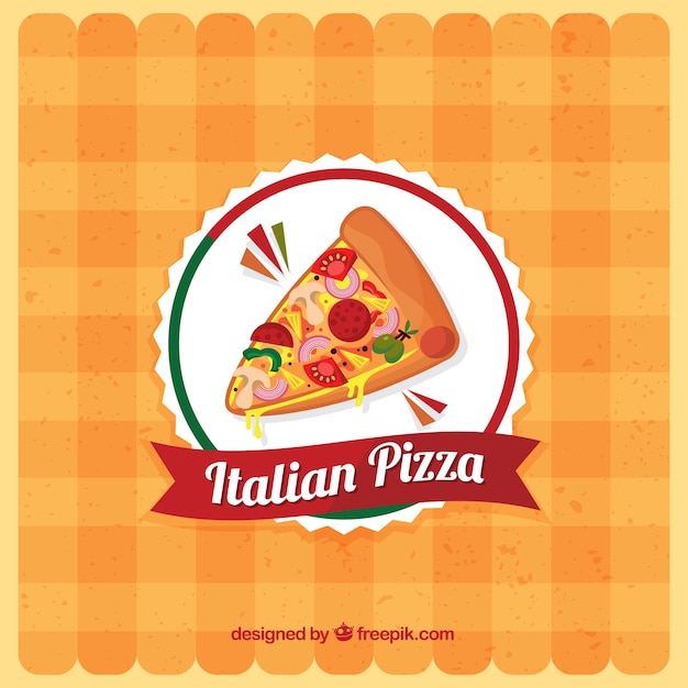 Tablecloth background with pizza logo