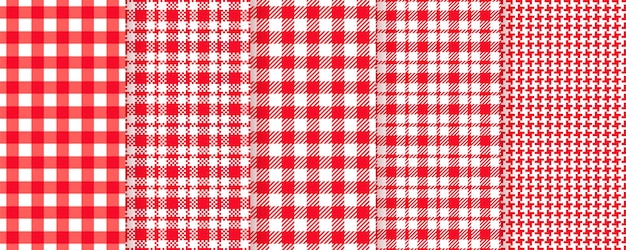 Tablecloth seamless pattern. Picnic plaid background. Red gingham cloth. Checkered kitchen textures