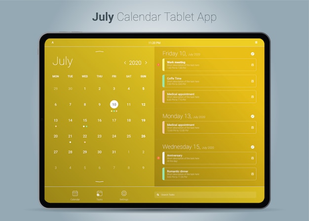 Vector tablet-app-interface julikalender