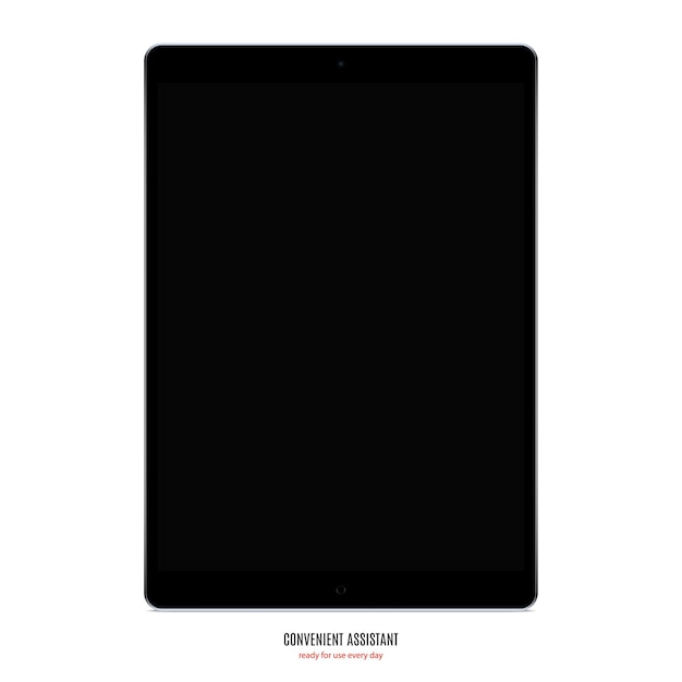 Tablet black color with black screen saver and shadow