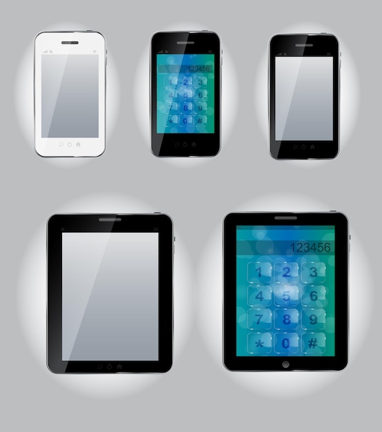 Tablet computer and mobile phone icons. vector illustration