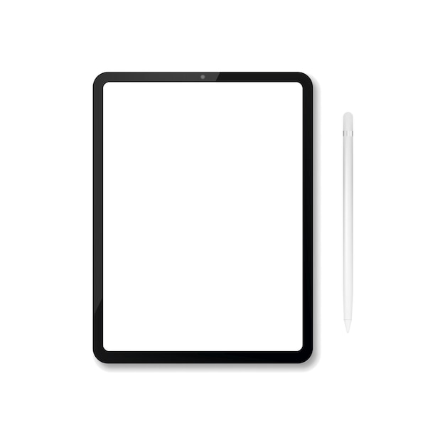 白い背景に分離されたスタイラスの分離ベクトル図とタブレット コンピューター