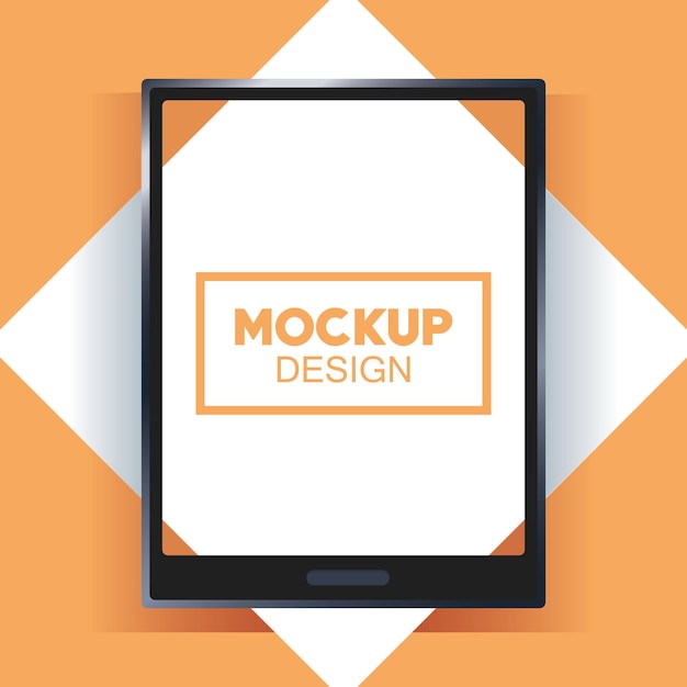 Vector tablet device  branding and square frame  illustration