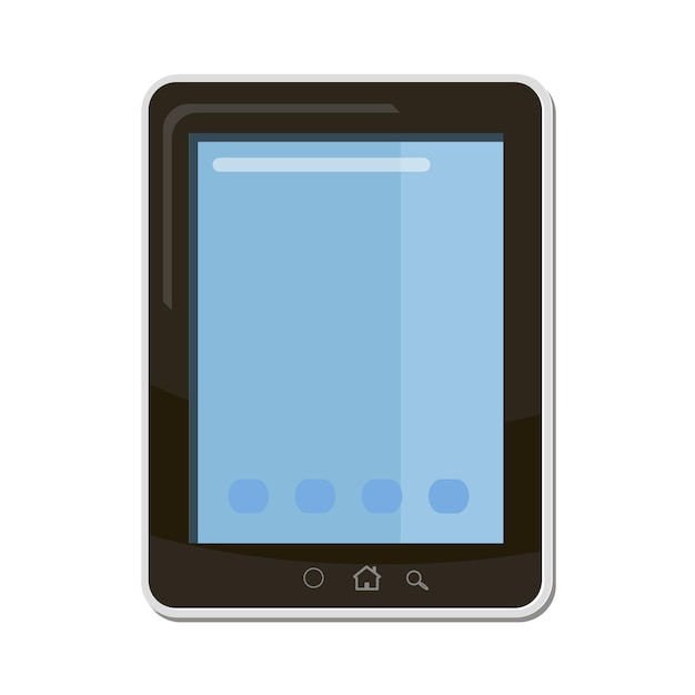 흰색 배경에 고립 된 만화 스타일의 태블릿 아이콘