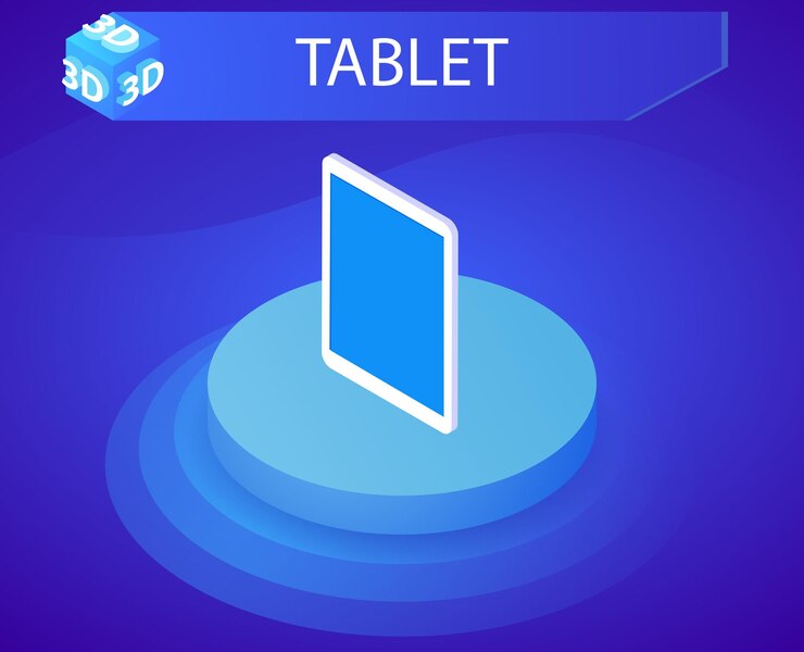 Vector tablet isometric design icon vector web illustration 3d colorful concept