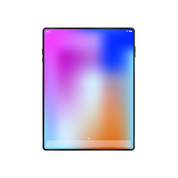 Tablet op witte geïsoleerde achtergrond. Met een kleurenscherm. Scherm zonder grenzen