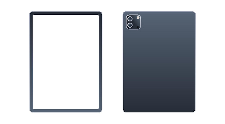 Vector タブレットpcの正面図と背面図と技術フラットベクトル図