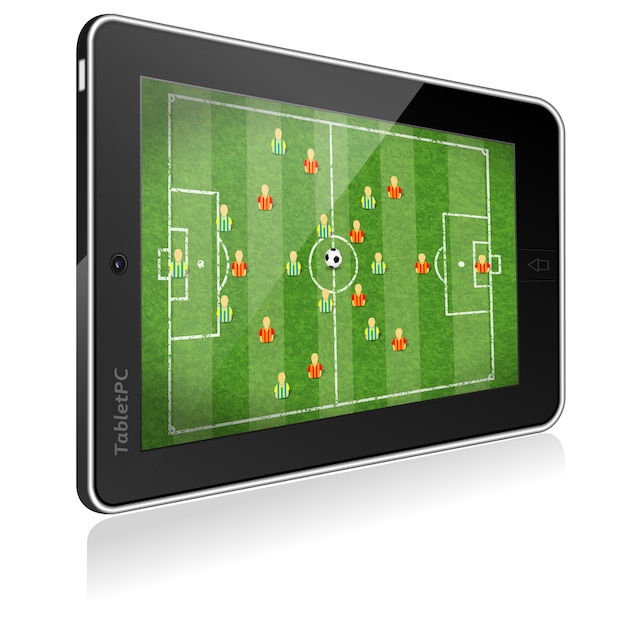 Tablet-pc met voetbalspel