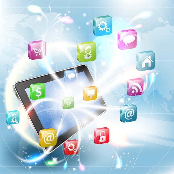 वेक्टर tablet pc with application icons