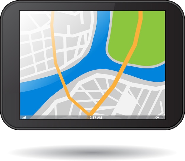 Vector tablet pc with map