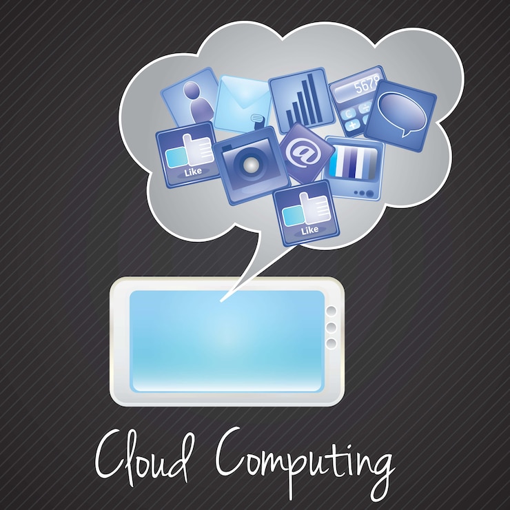 Vector tablet pccloud computingnetwork concept blue grey and balck colors