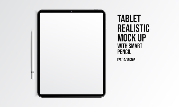 Vector tablet realistische mock-up met slimme potlood