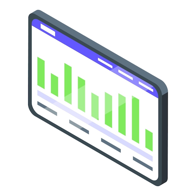 Tablet showing growing bar chart with isometric view