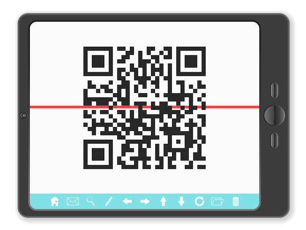 QR 바코드가 있는 태블릿