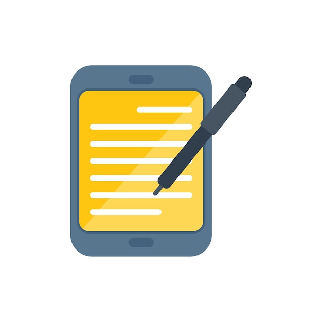 タブレット書き込みアイコン フラット ベクトル分離されたメッセージを書き込みテキスト メモ帳
