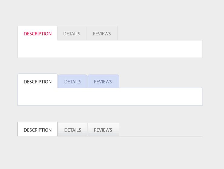 Vector 탭 메뉴 모음 웹 ui 인터페이스 템플릿 요소 디자인 세트 탐색 버튼은 회색으로 단순합니다.