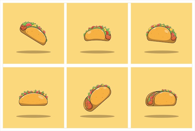 Illustrazione di doodle del fumetto di taco vettore premium