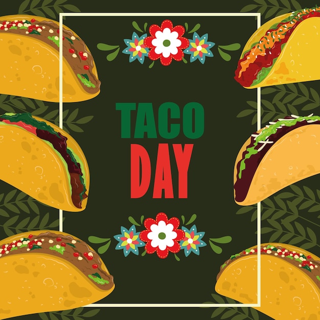 Vettore taco day culture messico