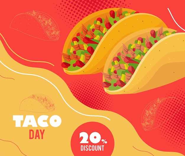 Vector taco day lettering postcard